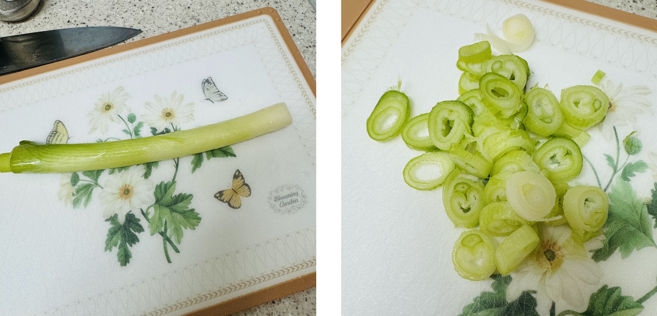 Cebolla verde y cebolla verde picada