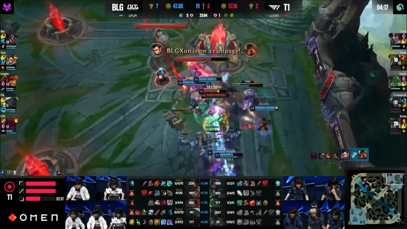 Liga de Leyendas MSI 2024 Fase de Bracket Semifinales Partido T1 vs BLG 2:3 Victoria de BLG