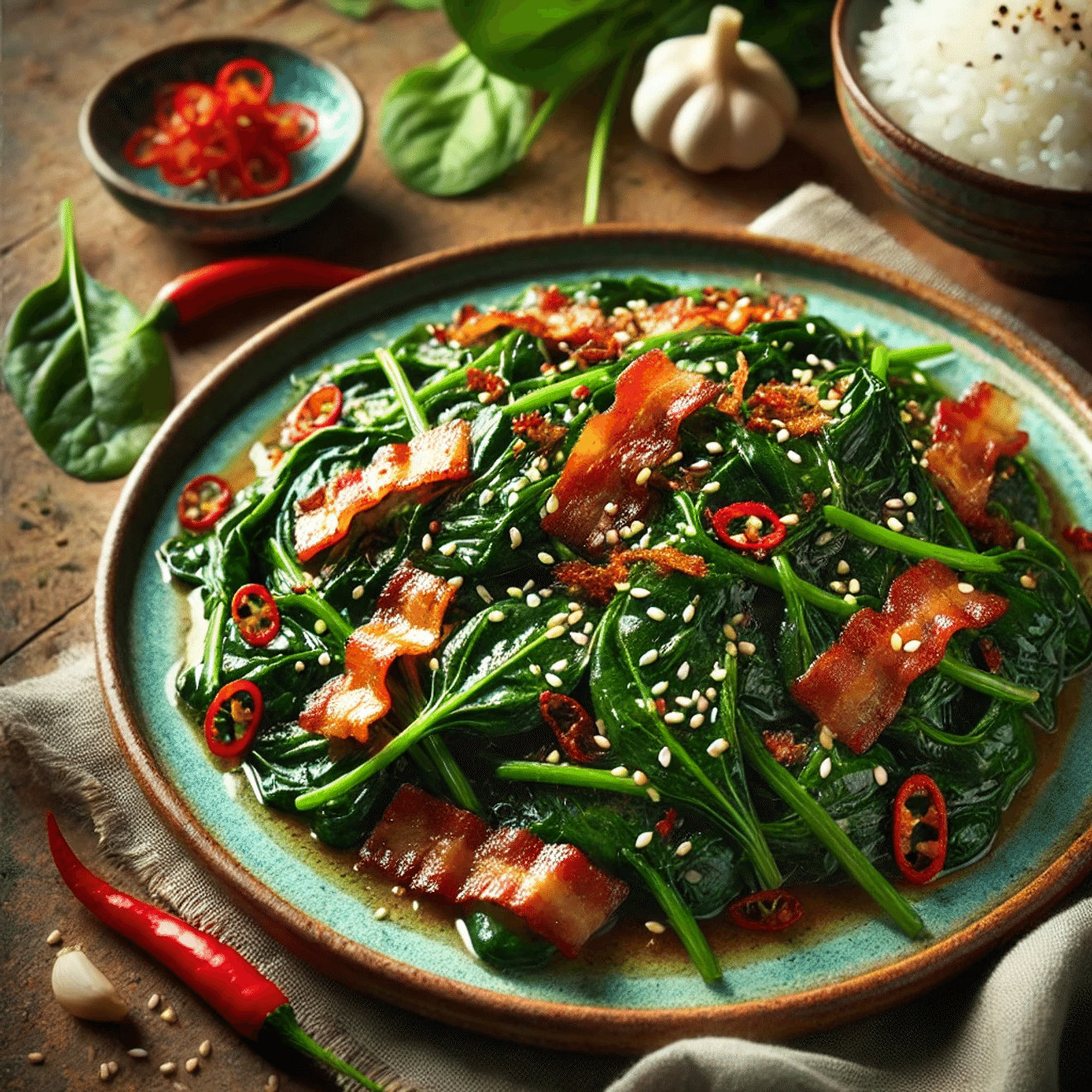 Tumis Bayam dengan Bacon ala Baek Jong-won: Resep Lauk Sederhana Rasa Mewah