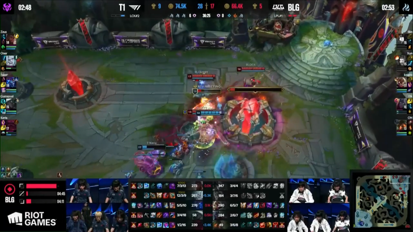 Liga de Leyendas MSI 2024 Fase de Bracket Semifinales Partido T1 vs BLG 2:3 Victoria de BLG