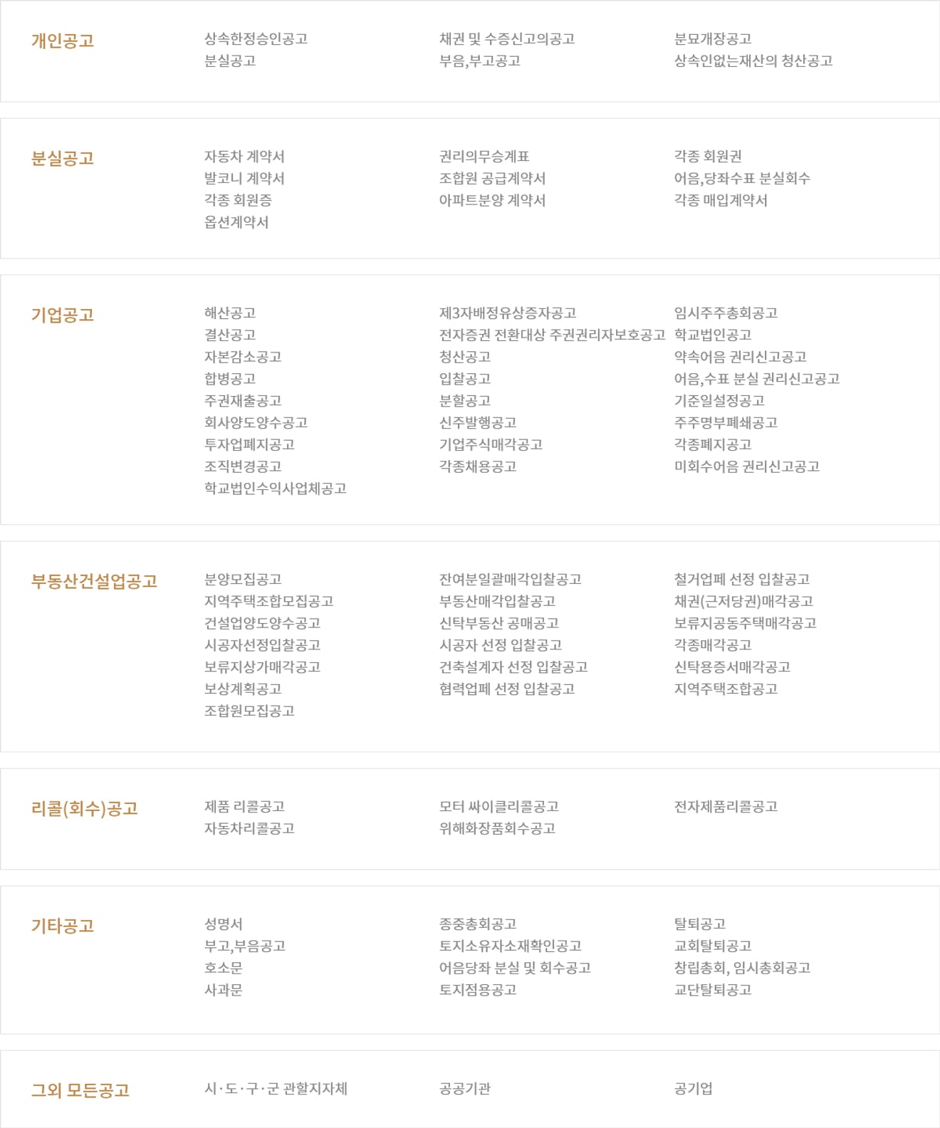 報紙公告詳細列表分享