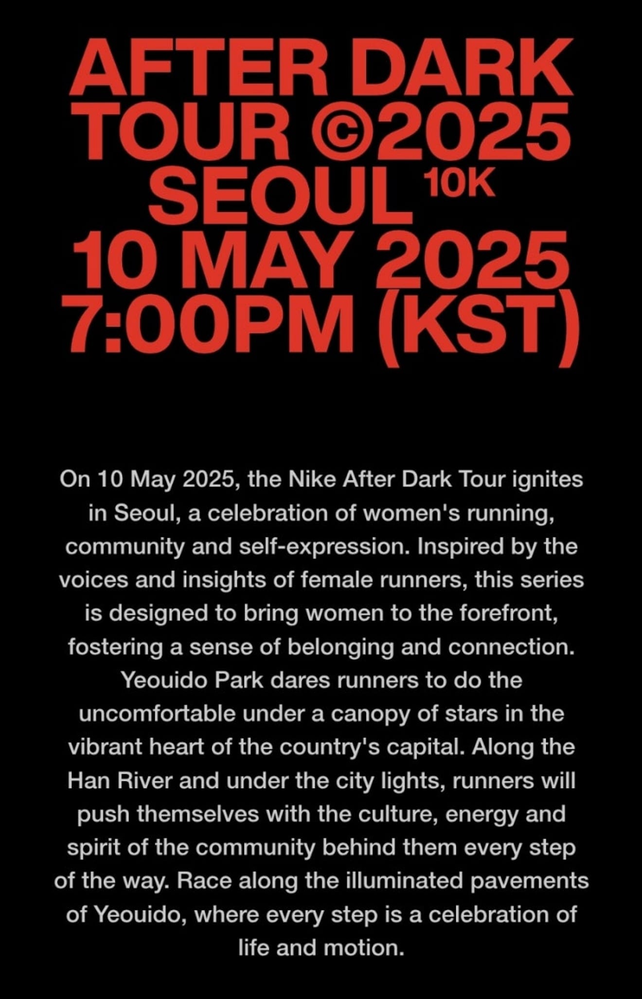 Đăng ký tham gia cuộc thi Nike dành cho nữ 10km