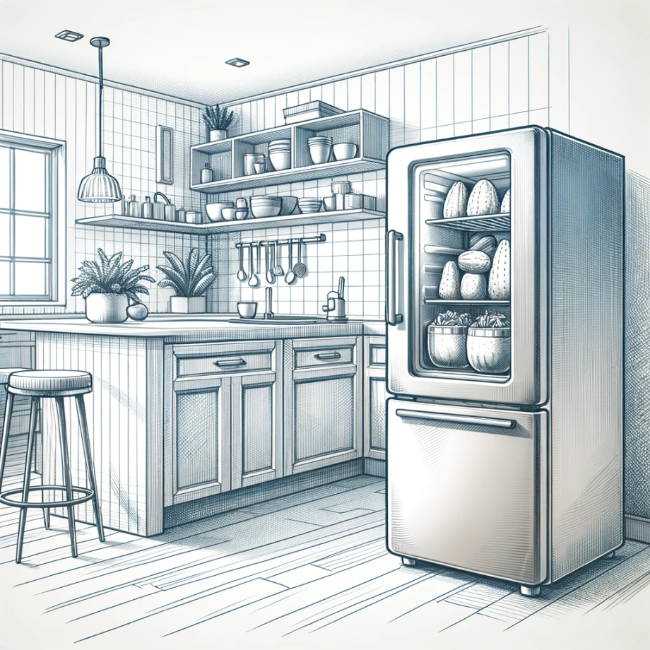 Uma imagem de um refrigerador em uma casa coreana