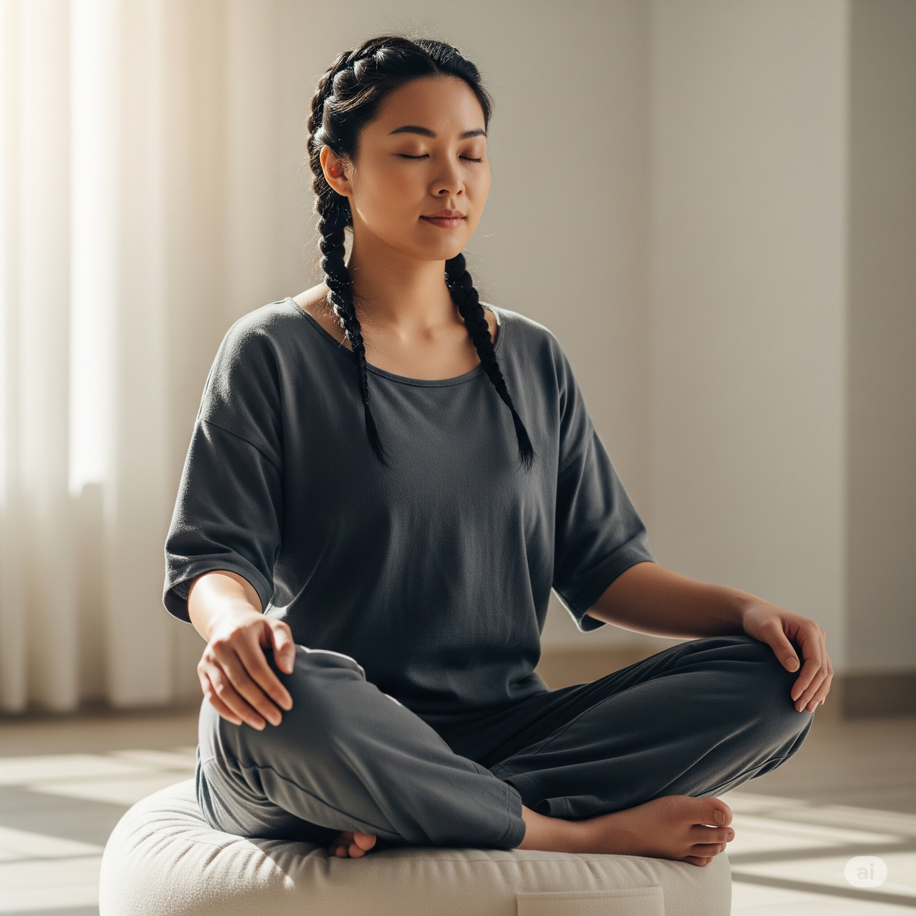 Imagem de uma pessoa meditando