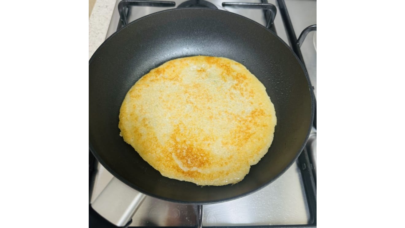 The potatoes are properly cooked in the frying pan