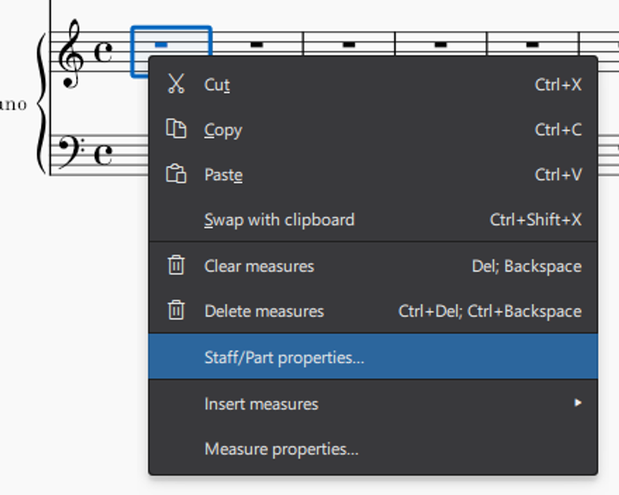MuseScoreで2段のオルガンに指定する方法