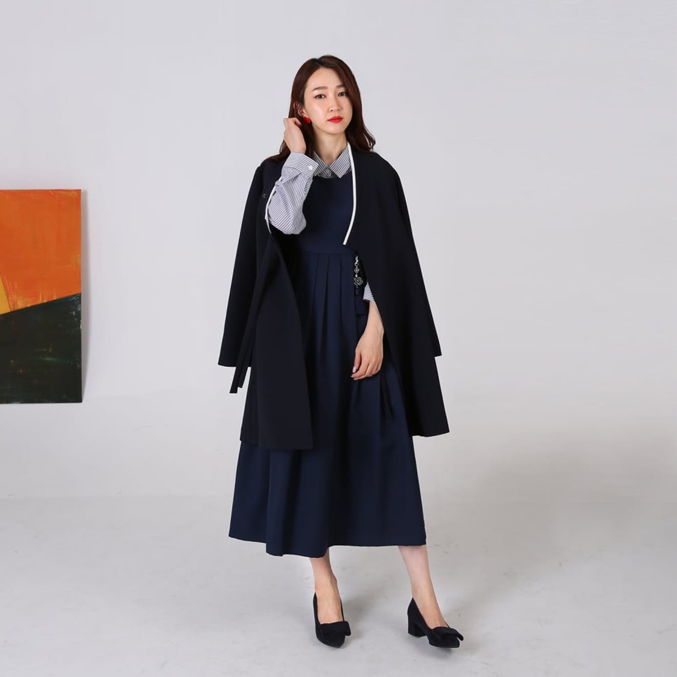 Mujer con chaqueta Durumagi (두루마기)