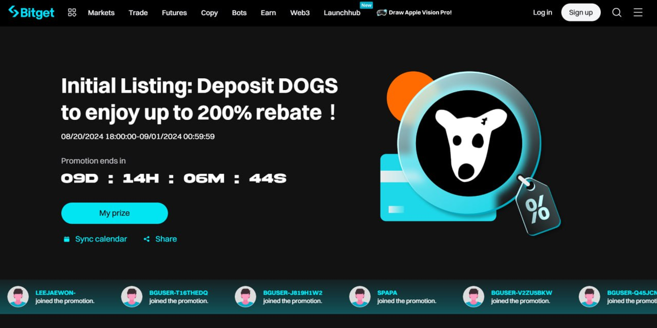 Klik Sekali Dapat $50?, Event Listing Koin DOGS di Bitget! Hasilkan Penghasilan Tambahan