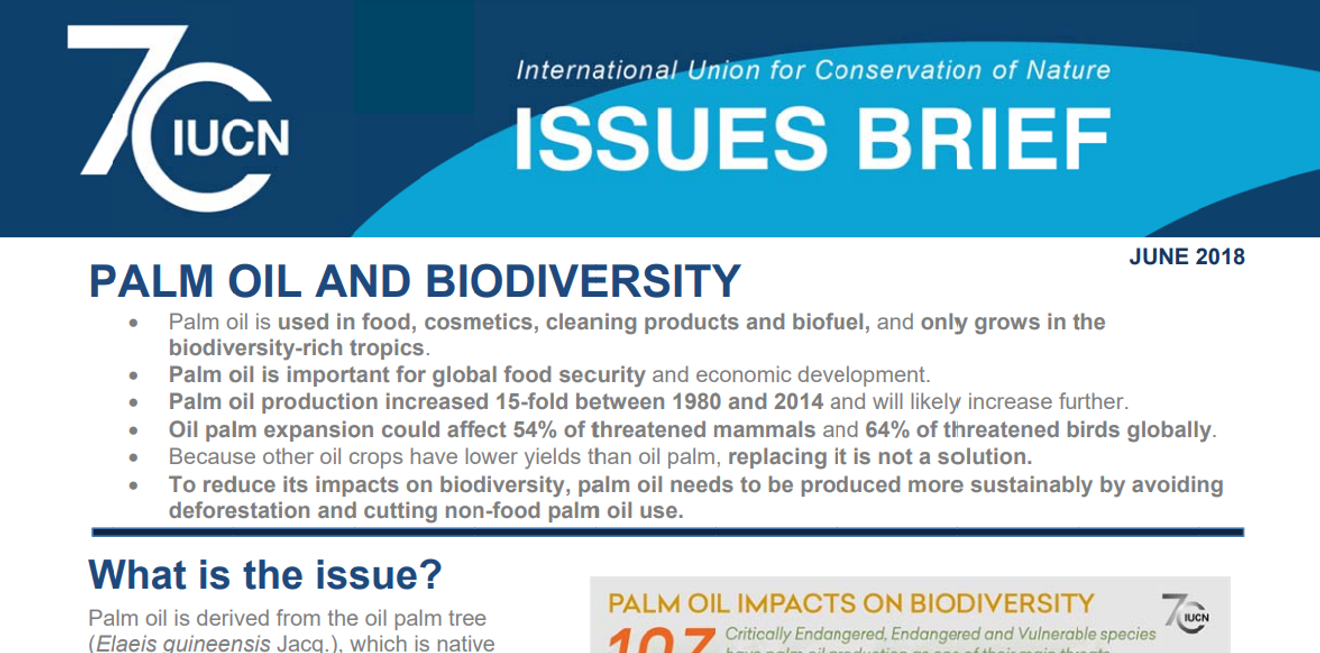 Информационный бюллетень «Пальмовое масло и биоразнообразие» МСОП, https