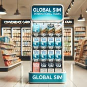 A display of SIM cards in a convenience store