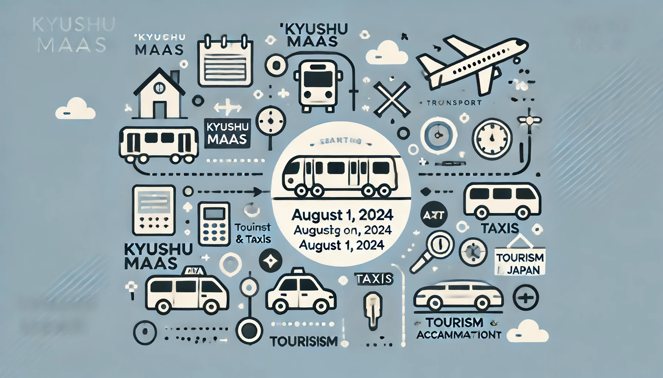 Voorbeeld van een schematisch diagram van Kyushu MaaS in Japan