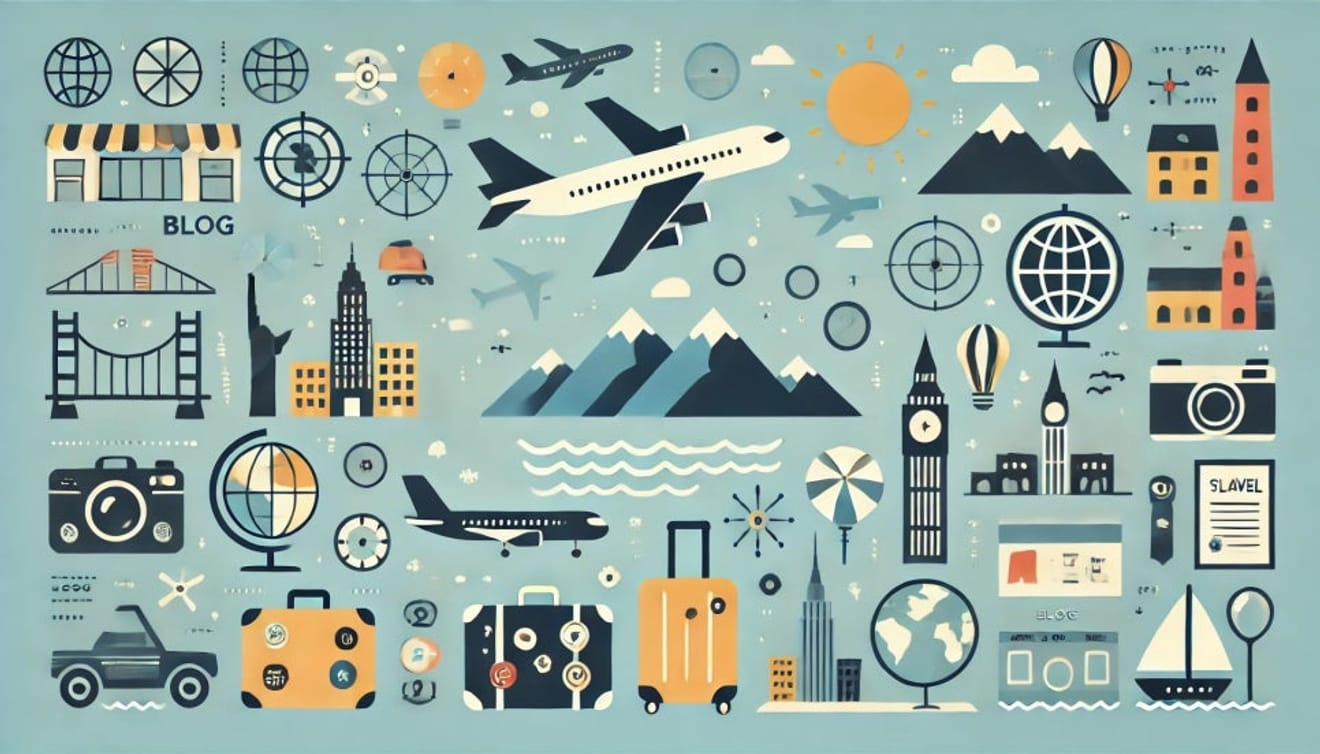 Diversos pictogramas relacionados con los viajes