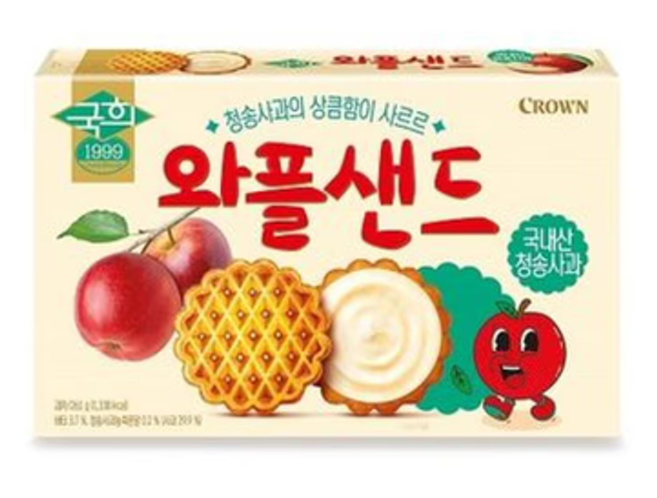 [Makanan Ringan Baru 2024] Kesegaran Apel Cheongsong yang Sedikit Terasa! Crown Gukhee 'Waffle Sand'