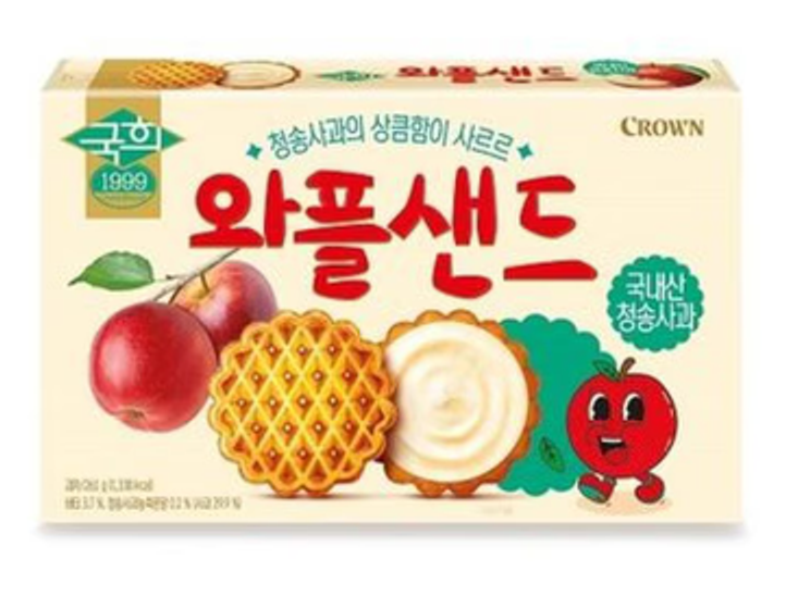 [Galletas nuevas 2024] ¡El toque refrescante de la manzana de Cheongsong! Crown Gukhee 'Waffle Sand'