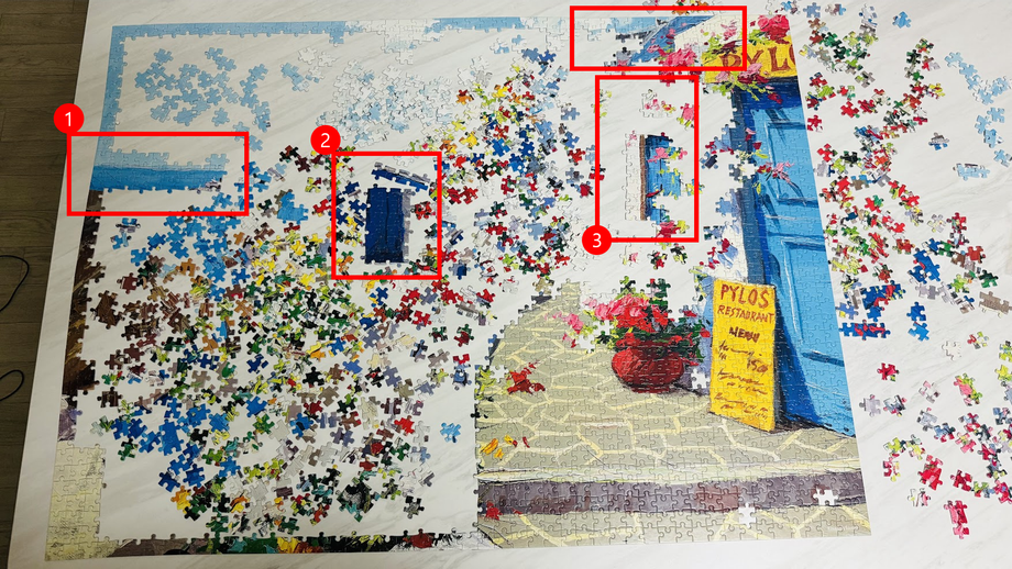 A picture of a jigsaw puzzle being matched based on the line