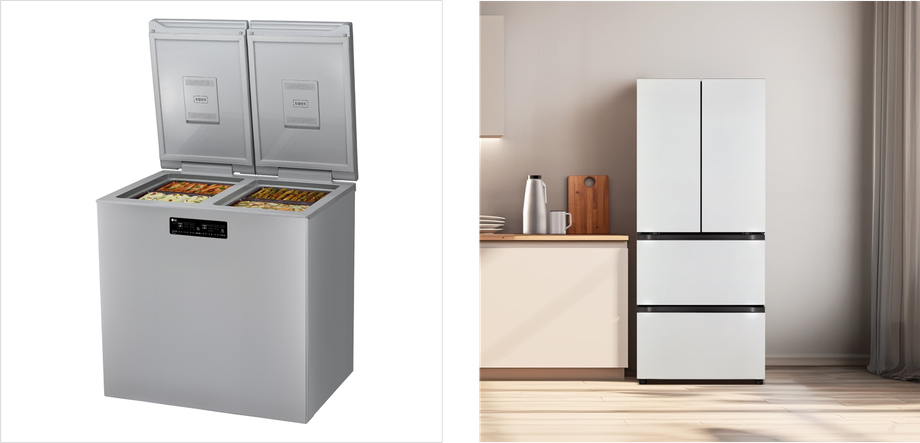 Изображение различных холодильников для кимчи от LG Electronics.