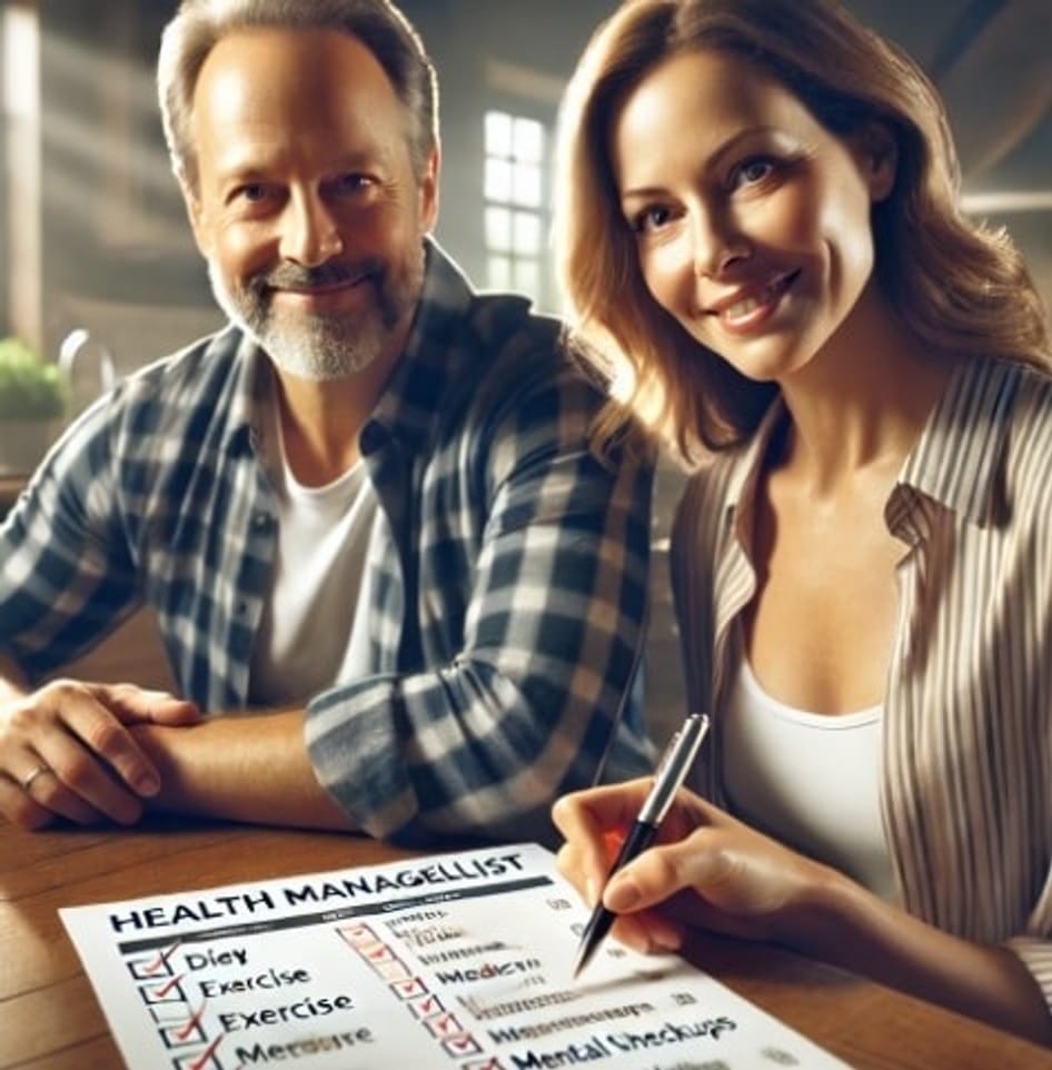Lista de Verificação de Cuidados com a Saúde Personalizada para Homens e Mulheres de Meia-Idade