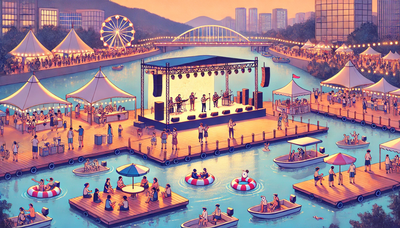 Illustration eines Schwimmbads am Han River