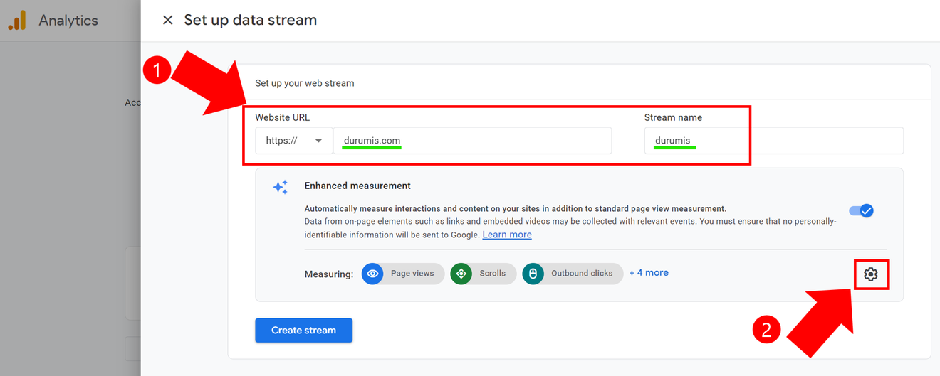Google Analytics विवरण स्क्रीनशॉट