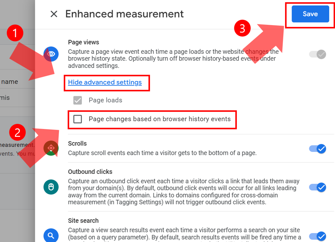 Screenshot della spiegazione di Google Analytics